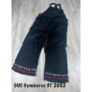 Vintage Gymboree Overall cherry floral pattern black velvet size 3T